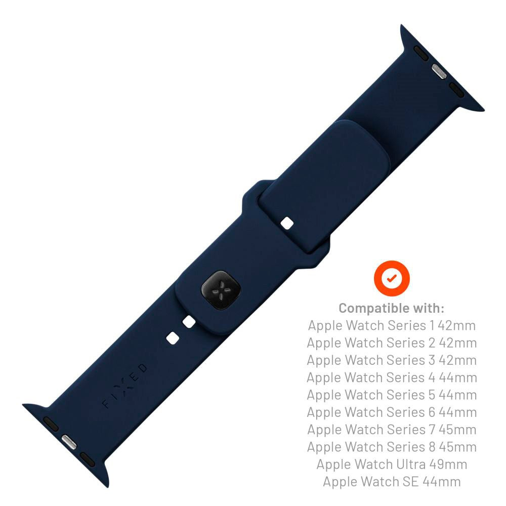 Fixed Apple Watch (42/44/SE/45/46/49mm) Sporty Silikonremset - Blå