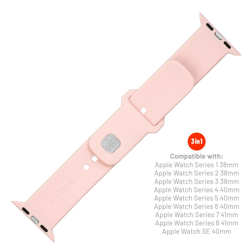 Fixed Apple Watch (38/40/SE/41/42mm) Sporty Silikonremset - Rosa