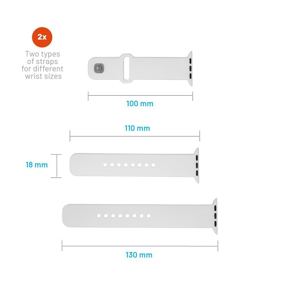 Fixed Apple Watch (38/40/SE/41/42mm) Sporty Silikonremset - Vit