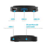 Fixed MagHub 7-i-1 USB-C Multiport med Trådlös Laddning - Svart