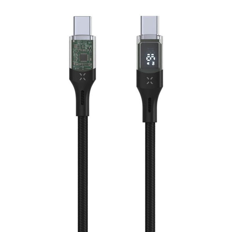 Fixed LED Display USB-C till USB-C PD-kabel 100W - 1.2m - Svart