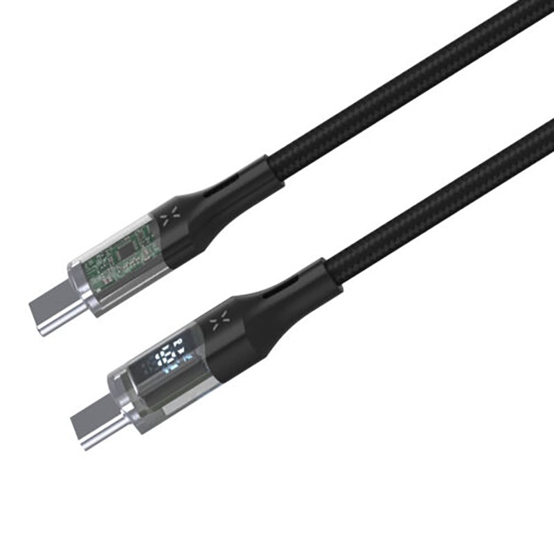 Fixed LED Display USB-C till USB-C PD-kabel 100W - 1.2m - Svart