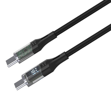 Fixed LED Display USB-C till USB-C PD-kabel 100W - 2m - Svart