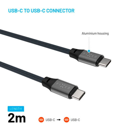 Fixed Magnetic USB-C till USB-C Kabel 240W - 2m - Svart