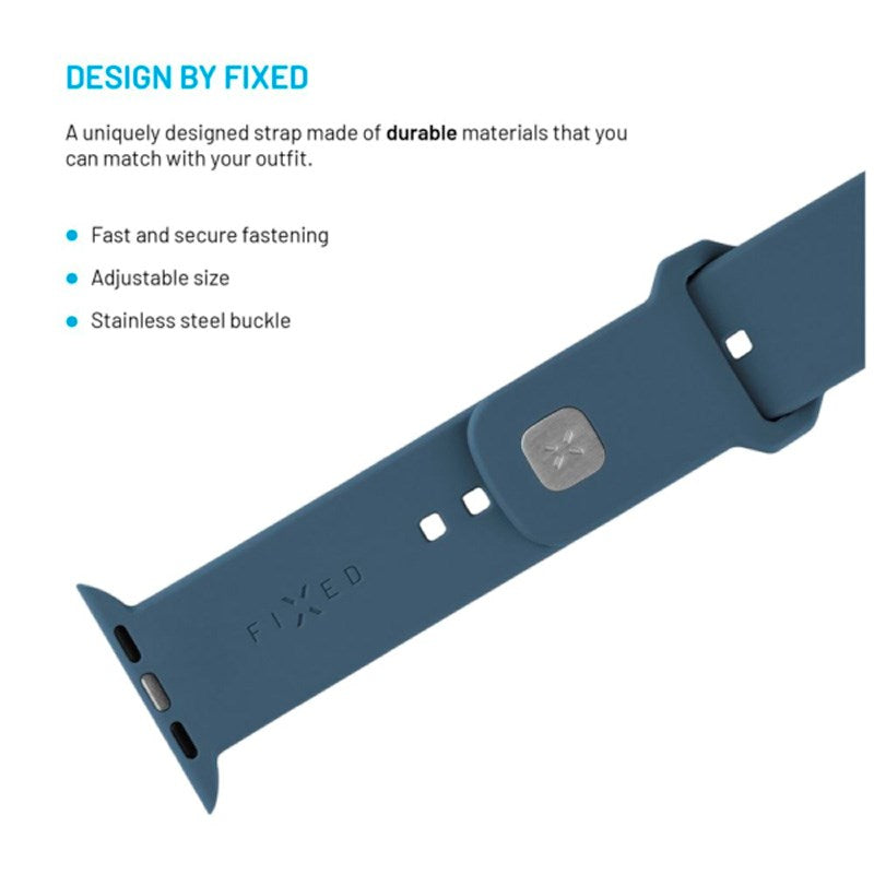 Apple Watch (38 / 40 / SE / 41 / 42mm) Fixed Sporty Silikon Rem Set - Ljusblå