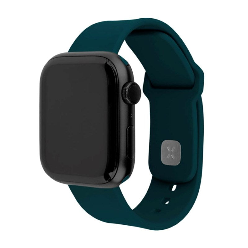 Apple Watch (38 / 40 / SE / 41 / 42mm) Fixed Sporty Silikon Rem Set - Mörkgrön