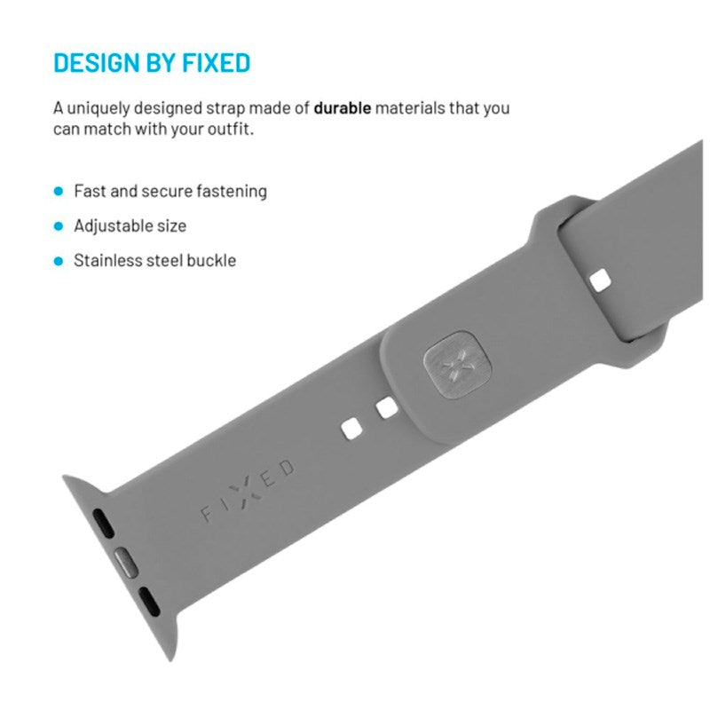 Apple Watch (38 / 40 / SE / 41 / 42mm) Fixed Sporty Silikon Rem Set - Ljusgrå