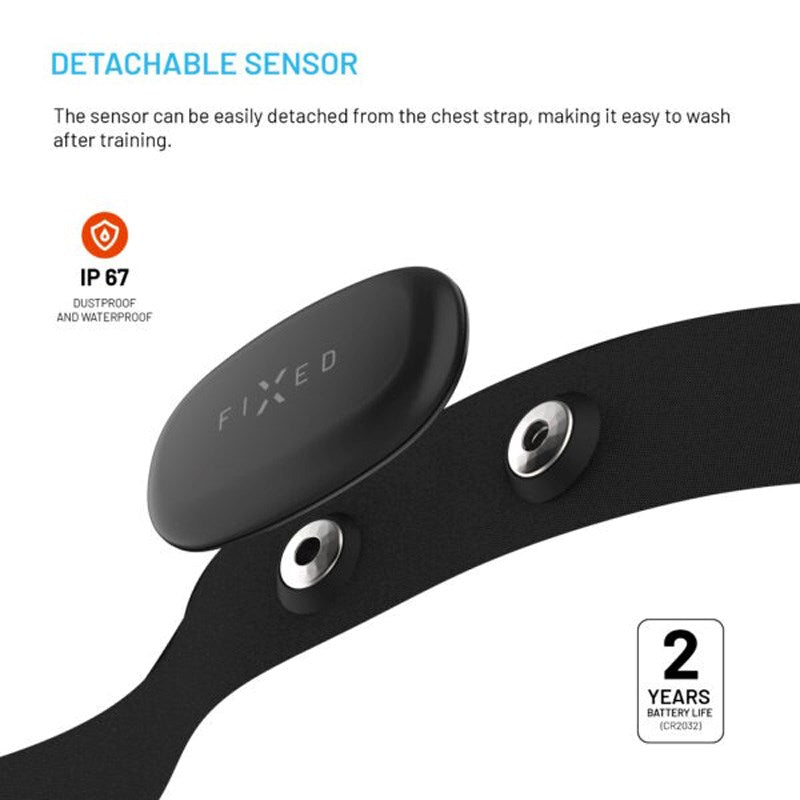 Fast Pulsmätare med Bröstband (HR & HRV) - Svart