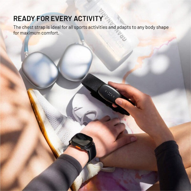 Fast Pulsmätare med Bröstband (HR & HRV) - Svart