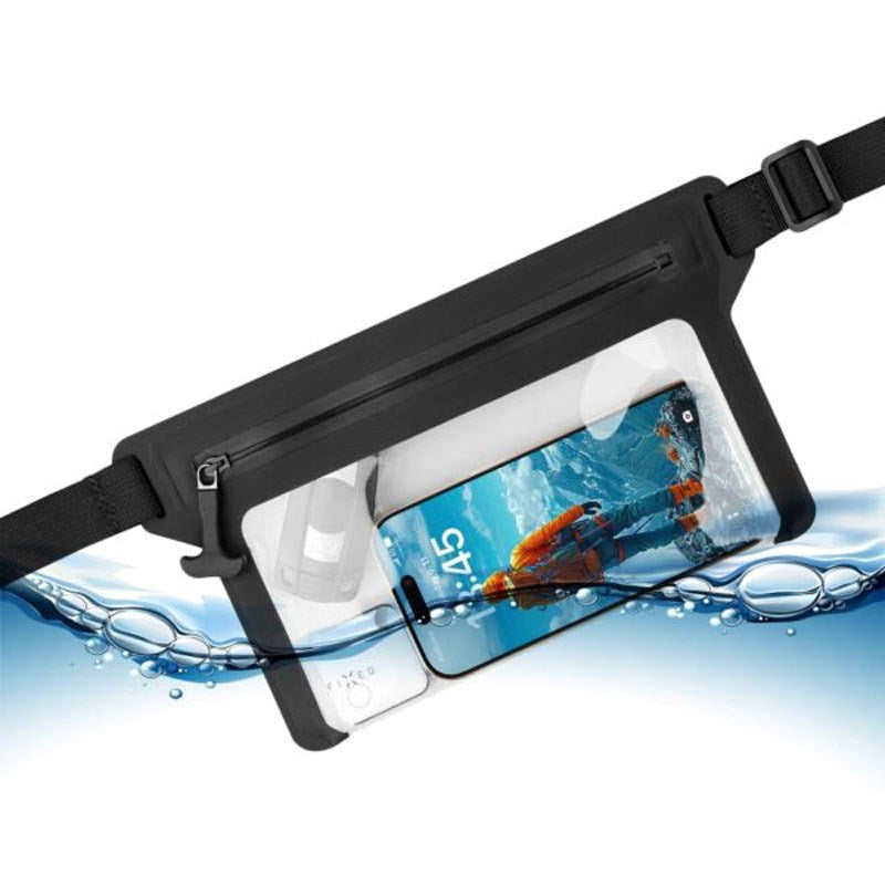 Fixed Vattentät Bältesväska (Max. Mobila Mått: 200 x 138 mm) - Svart / Genomskinlig