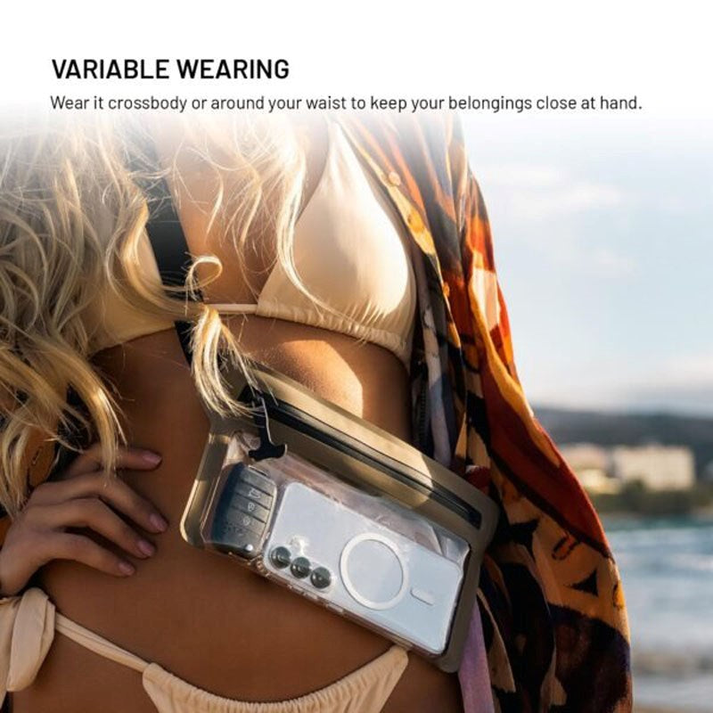 Fixed Vattentät Bältesväska (Max. Mobila Mått: 200 x 138 mm) - Beige / Genomskinlig