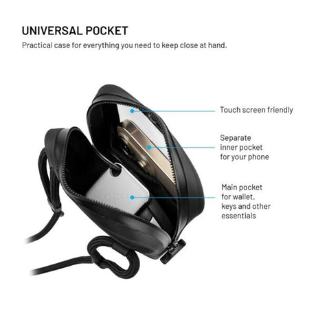 Fast Vattentätt Fodral för Mobil (Maxmått: 95 x 186 mm) - Svart / Genomskinlig