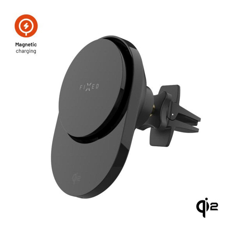 Fixed Magnetisk Mobiltelefonhållare för Bil - 15W Trådlös Laddning - MagSafe / Qi2 Kompatibel - Svart
