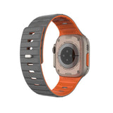 Apple Watch (42/44/SE/45/46/49mm) Fixed Magnetiskt Silikonarmband - Grå / Orange