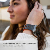 Apple Watch (42/44/SE/45/46/49mm) Fixed Magnetiskt Silikonarmband - Grå / Orange