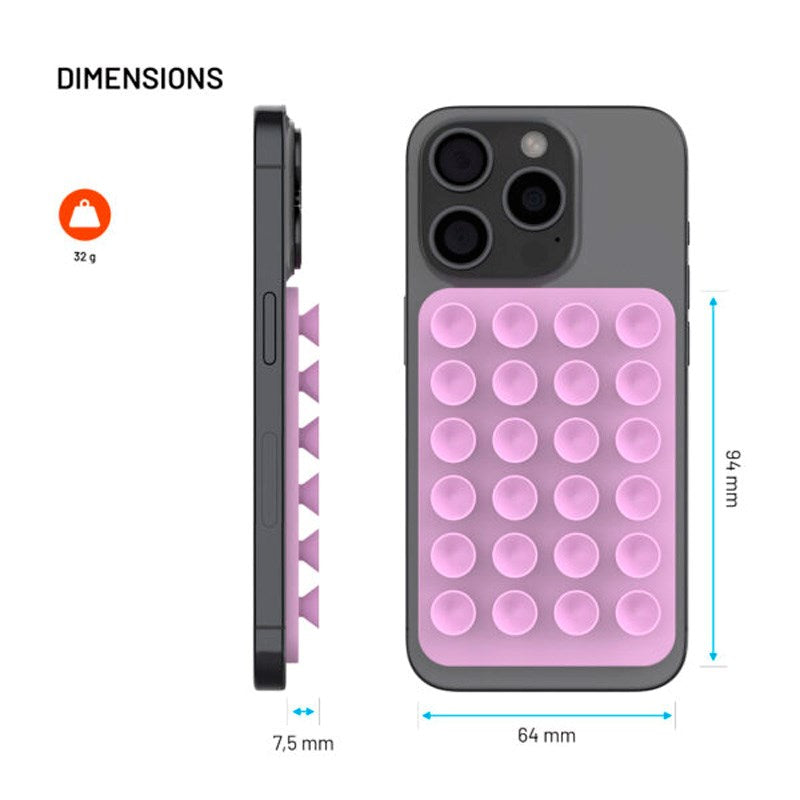 Fixed MagMate Mobilhållare - Silikon Sugkopp - MagSafe Kompatibel - Rosa