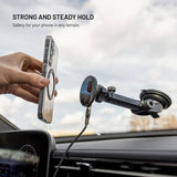 Fixed Mobiltelefonhållare för Bil med 15W Trådlös Laddning - Vindruta / Instrumentbräda - Svart