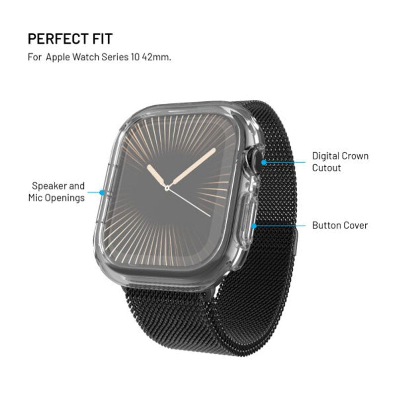 Apple Watch 11 / 10 (42mm) Fixed Fodral med Inbyggt Skärmskydd - Genomskinlig