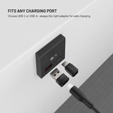 Fixed 240W Datablockerare 2-i-1 USB-A & USB-C - Svart