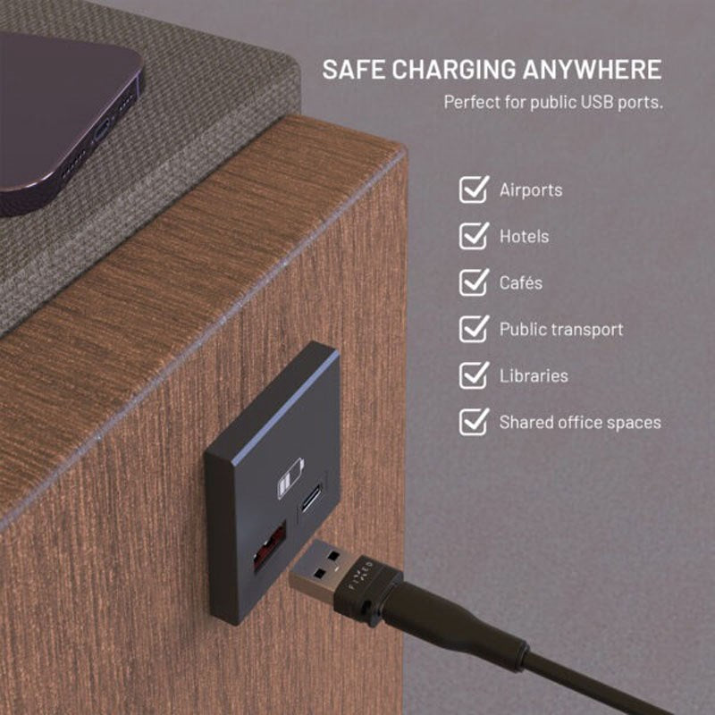 Fixed 240W Datablockerare 2-i-1 USB-A & USB-C - Svart