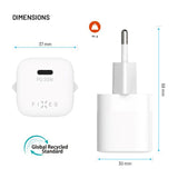 Fixed 20W Mini-Väggladdare med USB-C & PD - Vit