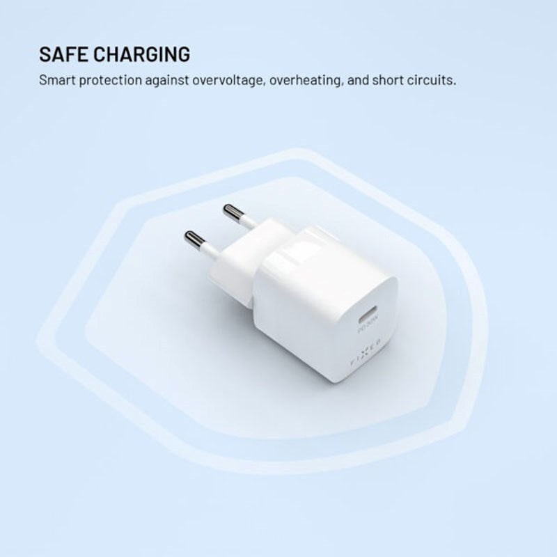 Fixed 30W Mini-Väggladdare med USB-C & PD - Vit