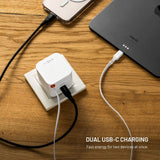 Fixed 65W USB-C Väggladdare med Utdragbar USB-C Kabel - Vit