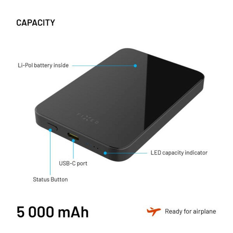 Fast MagZen Qi2 Trådlös Powerbank 5 000 mAh - Svart