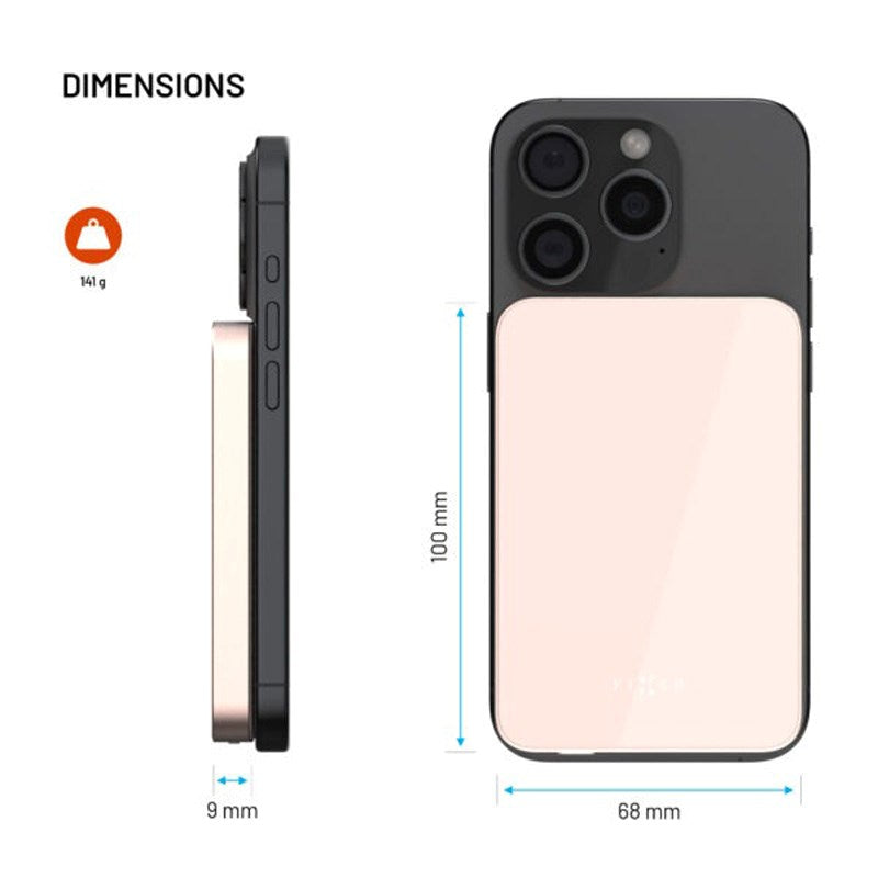 Fast MagZen Qi2 Trådlös Powerbank 5 000 mAh - Rosa