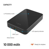 Fast MagZen Qi2 Trådlös Powerbank 10 000 mAh - Svart
