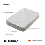 Fast MagZen Qi2 Trådlös Powerbank 10 000 mAh - Grå