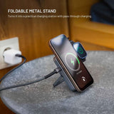 Fixed MagZen 5 20W Qi2 PowerBank m. Stativfunktion & Apple Watch Laddare - MagSafe Kompatibel - 5000 mAh - Grå