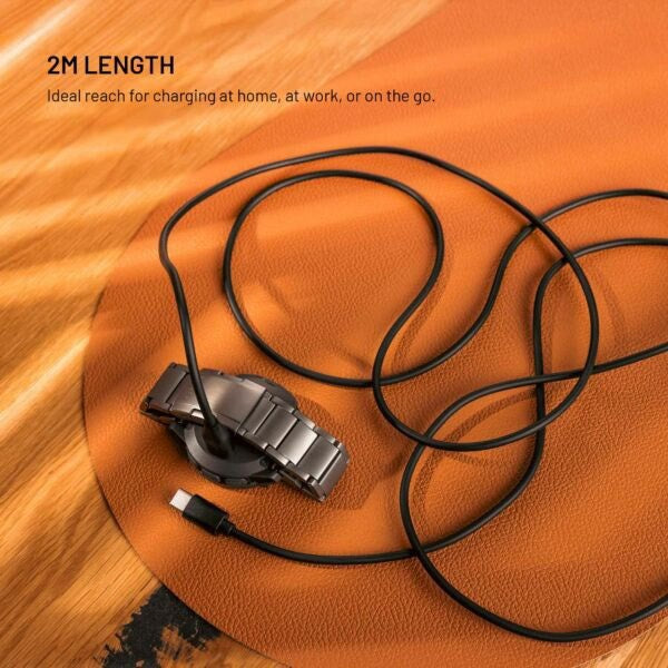 Fixed USB-C Laddningskabel för Garmin Smartwatch - 2m - Svart