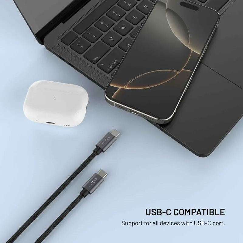 Fixed USB-C Laddkabel för Apple Watch & Samsung Galaxy Watch - 1.5m - Svart