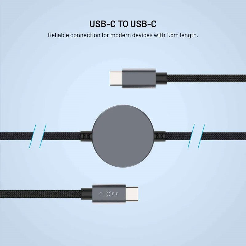 Fixed USB-C Laddkabel för Apple Watch & Samsung Galaxy Watch - 1.5m - Svart