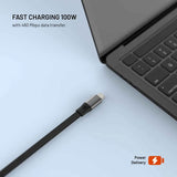 Fixed Utdragbar 100W USB-C till USB-C-Kabel - 1m - Svart