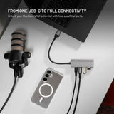 Fixed 4-i-1 USB-C-Multiport med 2 x USB-A 2 x USB-C - Silver