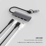 Fixed 4-i-1 USB-C-Multiport med 2 x USB-A 2 x USB-C - Silver