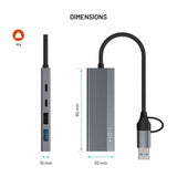 Fixed 4-i-1 USB-C-Multiport med 2 x USB-A 2 x USB-C - Silver