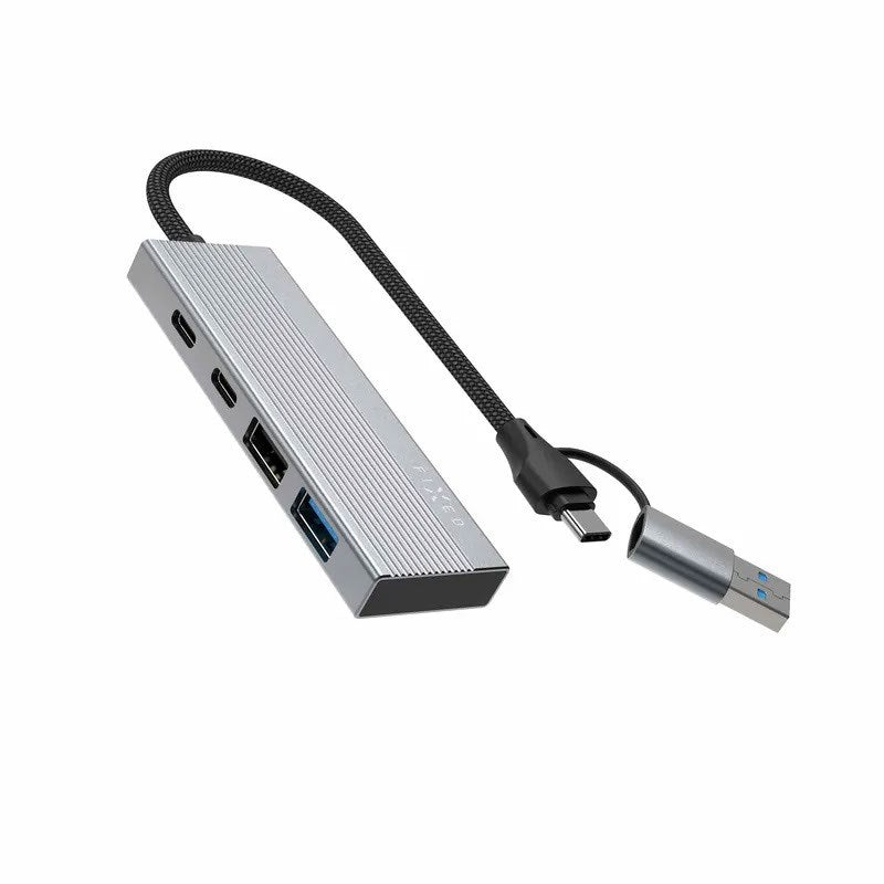 Fixed 4-i-1 USB-C-Multiport med 2 x USB-A 2 x USB-C - Silver