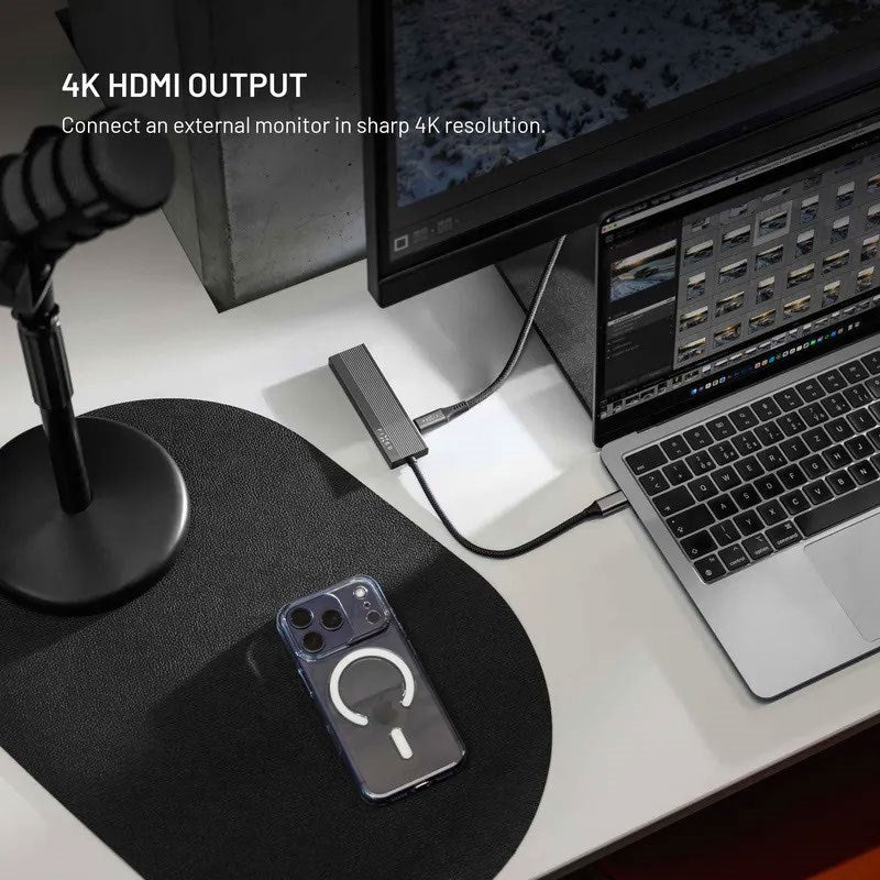 Fixed 5-i-1 USB-C Multiport med 3 x USB-C 1 x USB-A 1 x HDMI - Silver