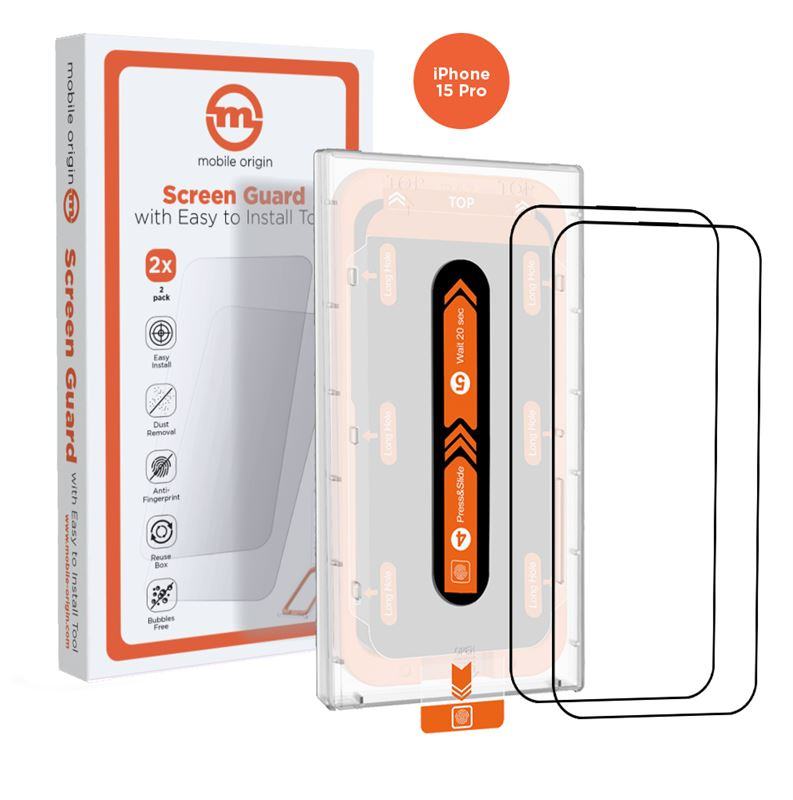 iPhone 15 Pro Mobile Origin Orange Screen Guard Skyddsglas - 2 st. - Genomskinlig