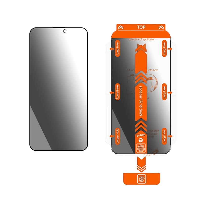 iPhone 15 Pro Max Mobile Origin Skyddsglas m. Privacy Funktion - Case Friendly - 2 stk - Svart Kant