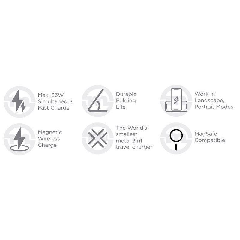 Mobile Origin TravelCharge Pro - Magnetisk Trådlös Laddare - MagSafe Kompatibel - Silver