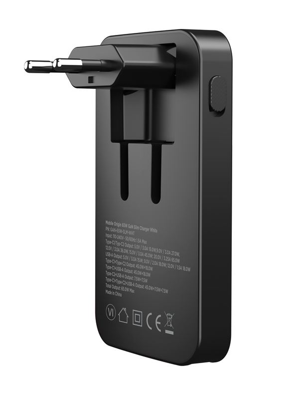 Mobile Origin Slim Charger 65W (2x USB-C, 1x USB-A) - Svart