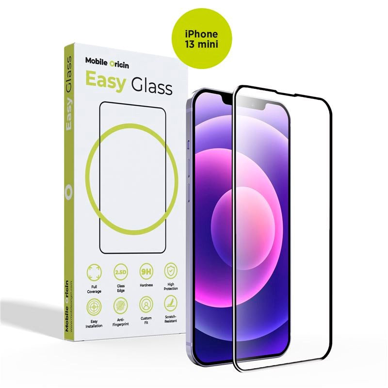 iPhone 13 Mini Mobile Origin EasyGlass Skärmskydd - Genomskinlig / Svart Kant
