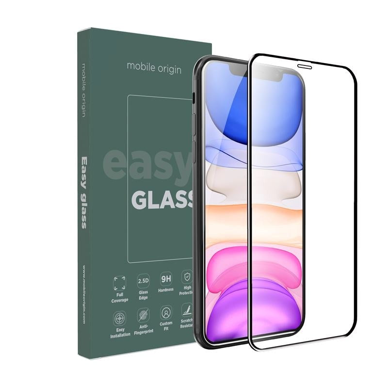 iPhone 11 / XR Mobile Origin EasyGlass Skärmskydd - Genomskinlig / Svart Kant