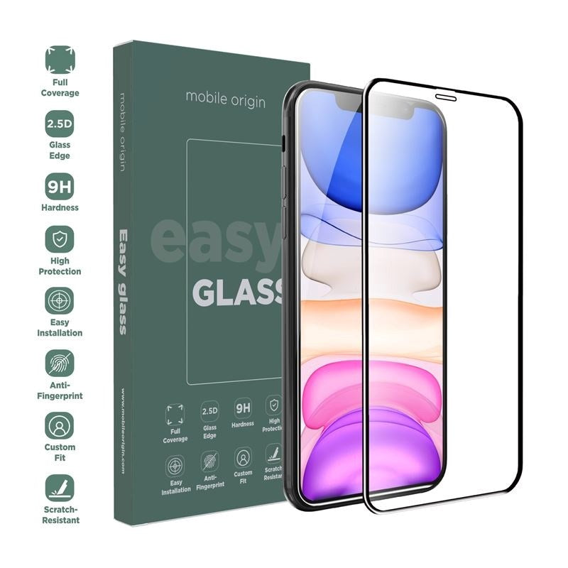 iPhone 11 / XR Mobile Origin EasyGlass Skärmskydd - Genomskinlig / Svart Kant