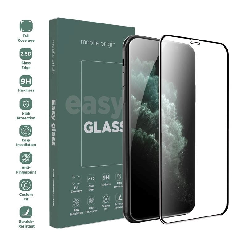 iPhone 11 Pro / Xs / X Mobile Origin EasyGlass Skärmskydd - Genomskinlig / Svart Kant