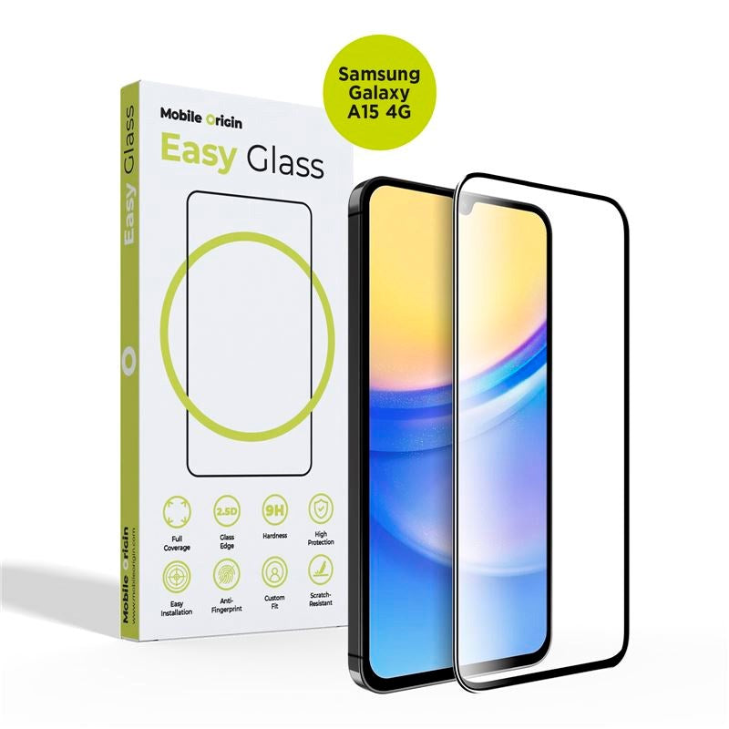 Galaxy A15 Mobile Origin EasyGlass Skärmskydd - Genomskinlig / Svart Kant